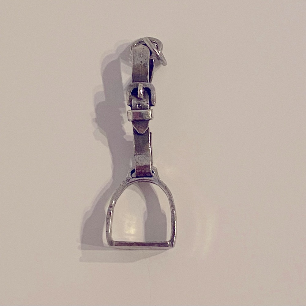 Vintage silver horse English riding stirrup charm for bracelet